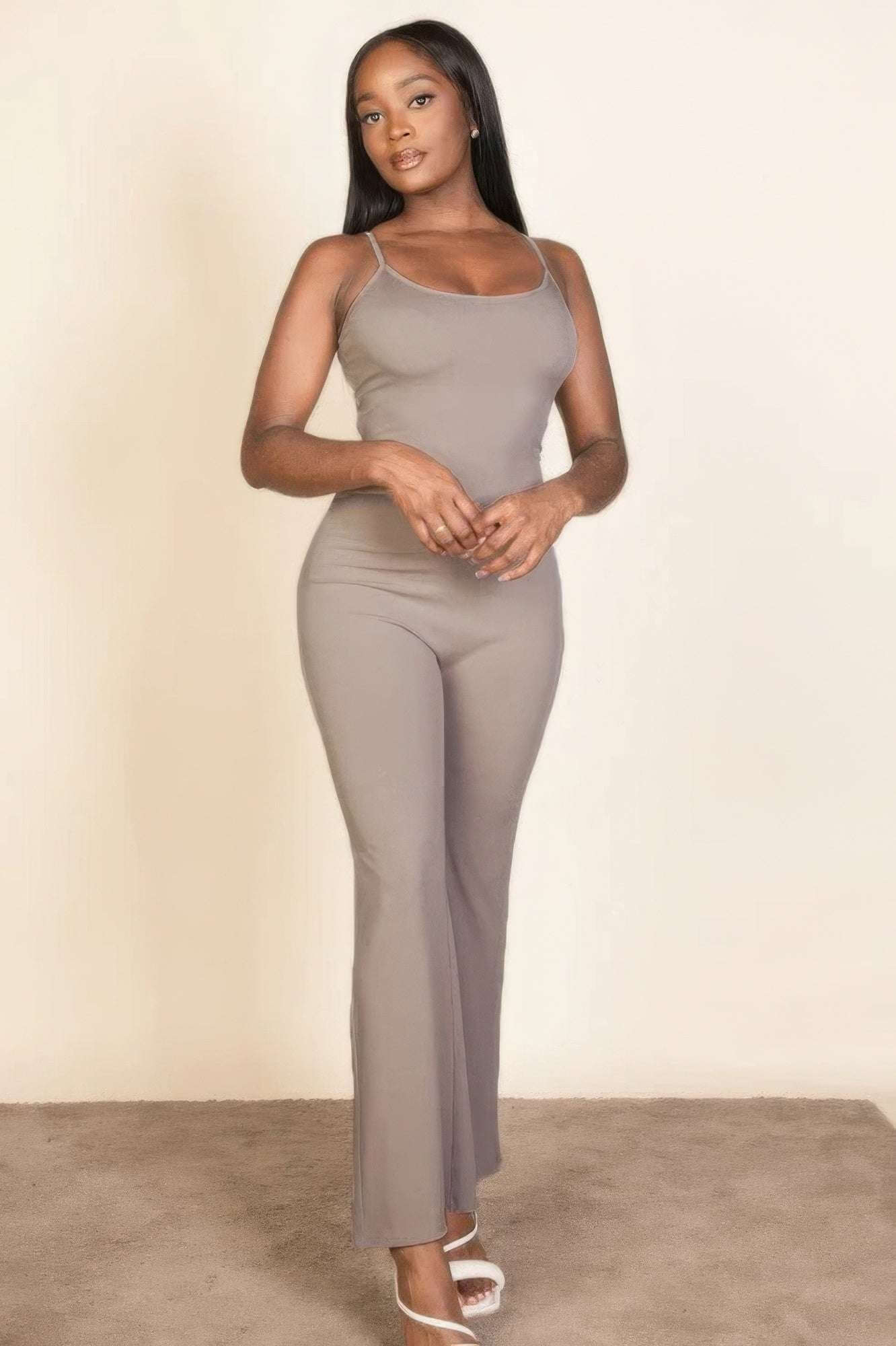 Ribbed sleeveless wide leg jumpsuit - The Diva Goddess