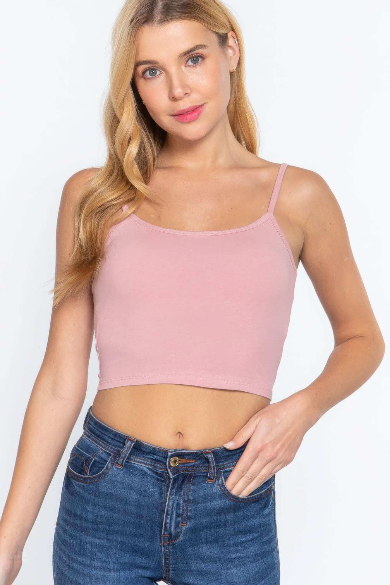 Round Neck W/removable Bra Cup Cotton Spandex Bra Top - The Diva Goddess