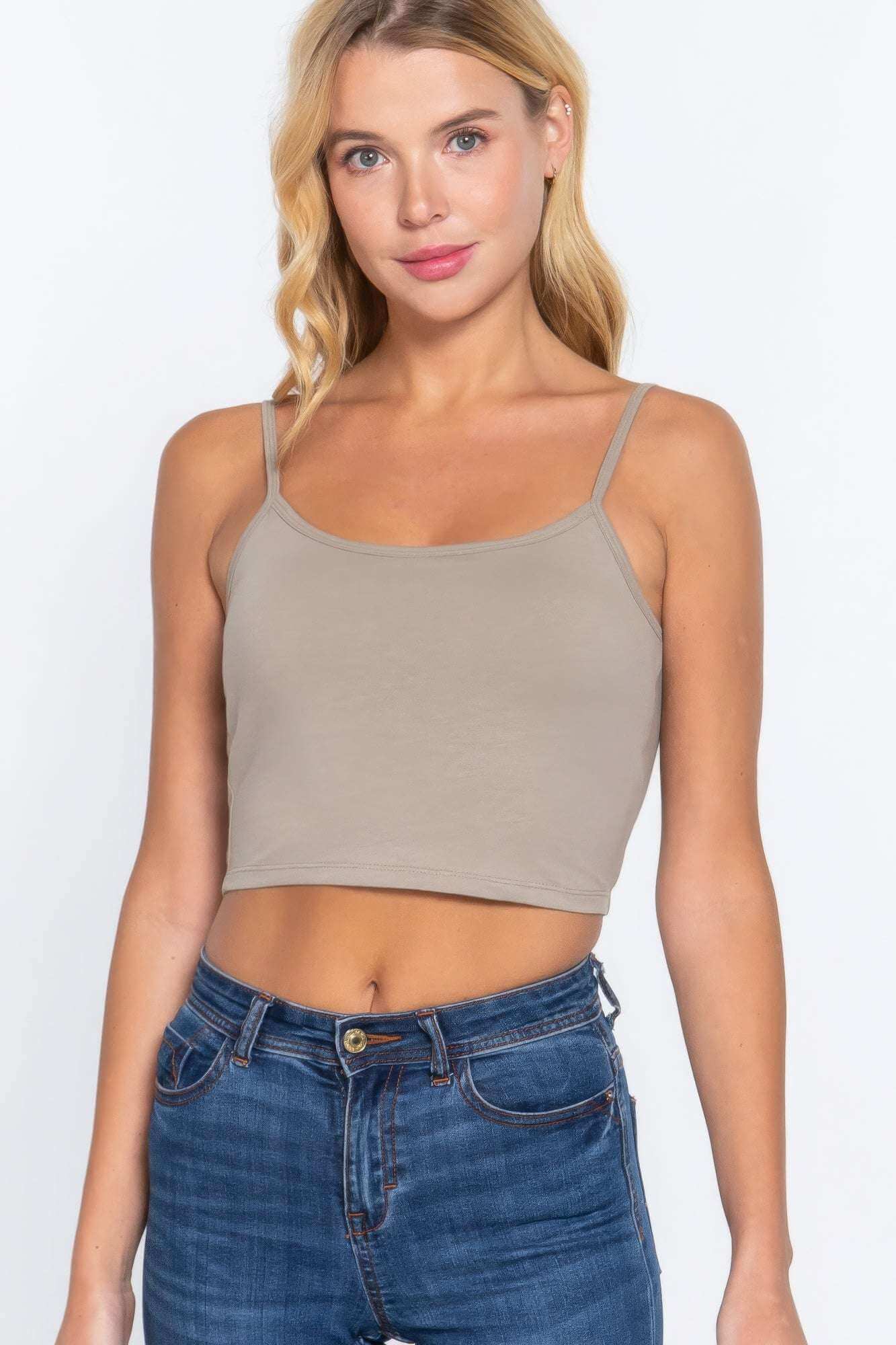 Round Neck W/removable Bra Cup Cotton Spandex Bra Top - The Diva Goddess