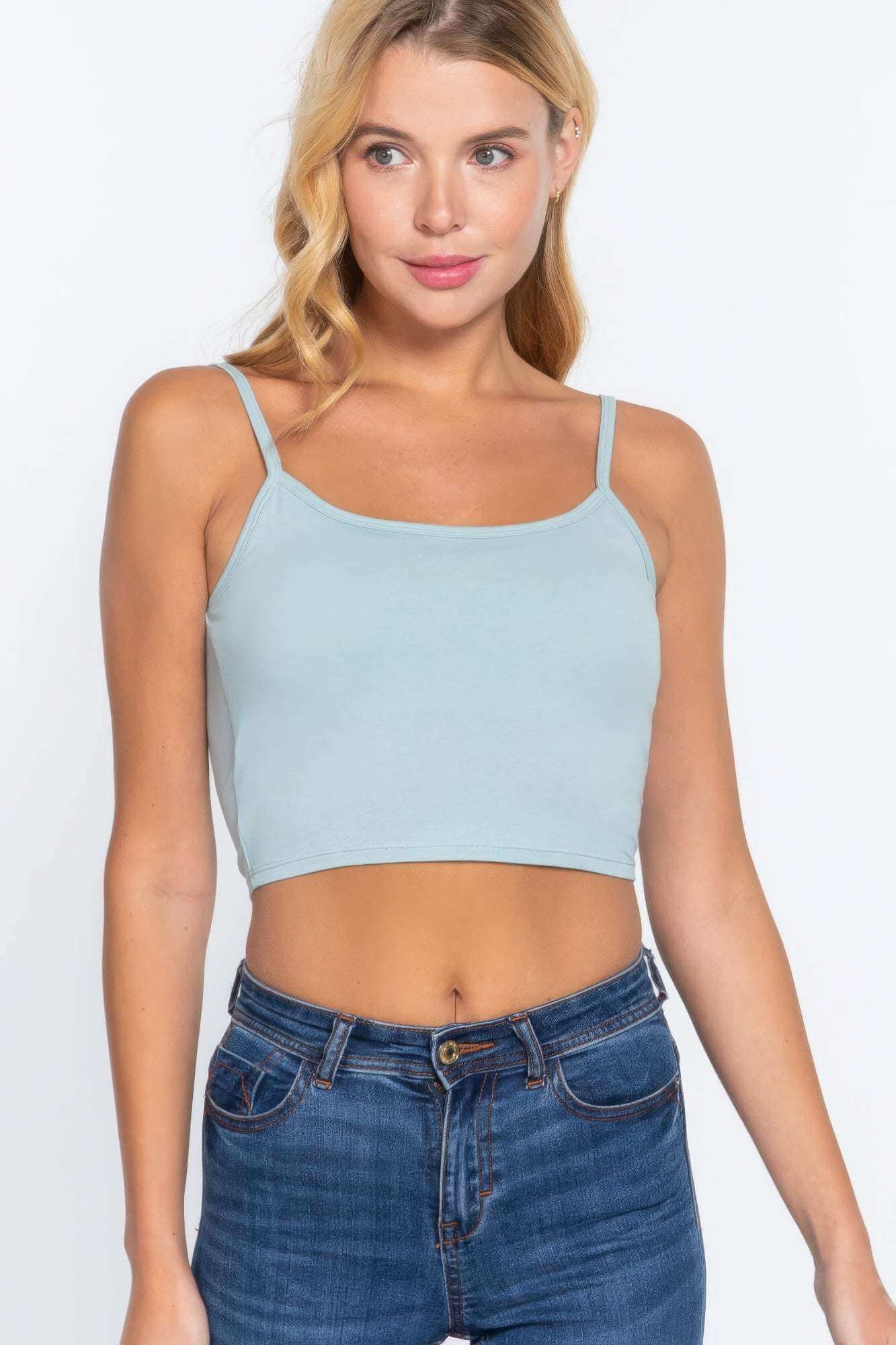 Round Neck W/removable Bra Cup Cotton Spandex Bra Top - The Diva Goddess