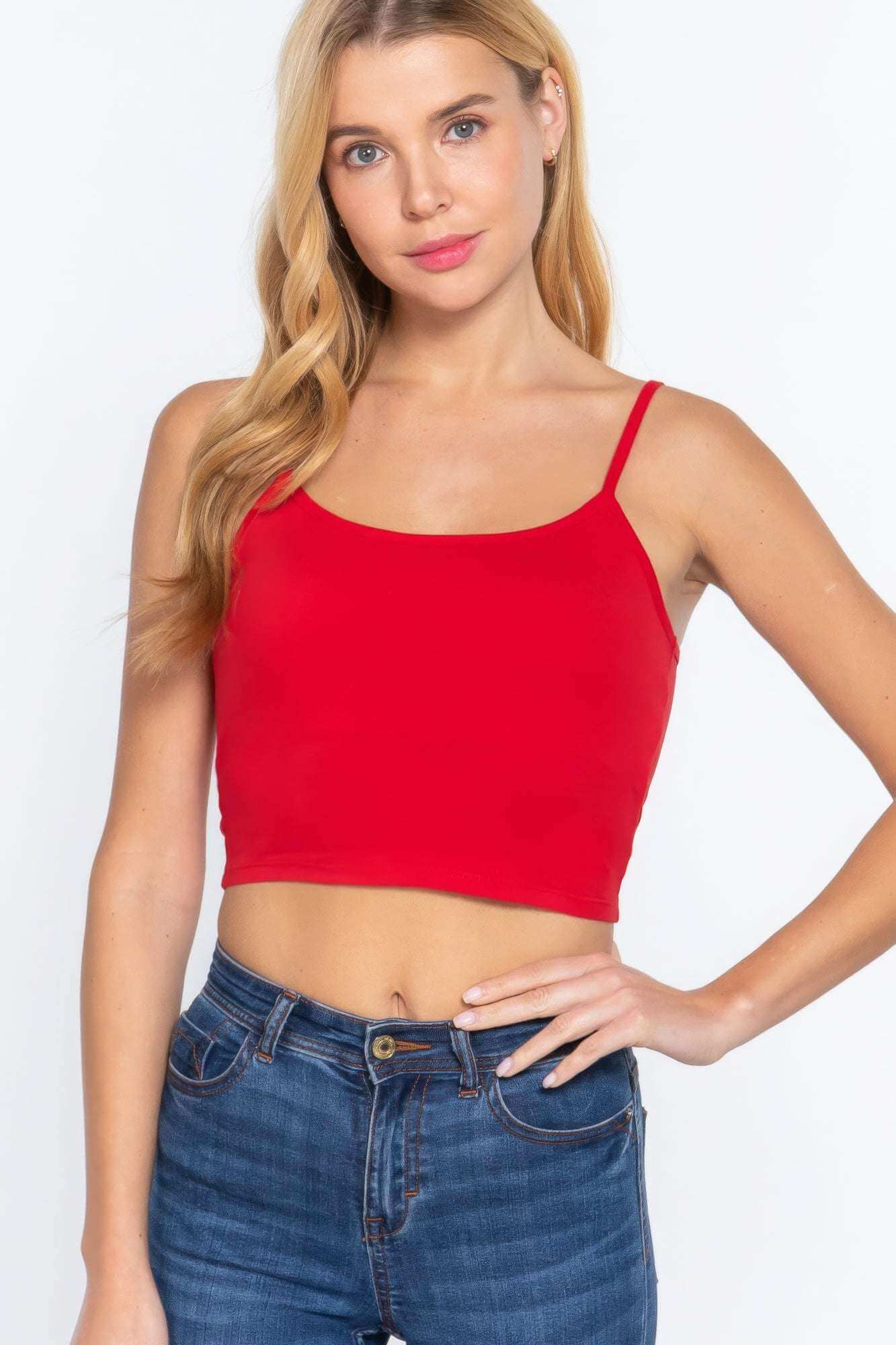 Round Neck W/removable Bra Cup Cotton Spandex Bra Top - The Diva Goddess