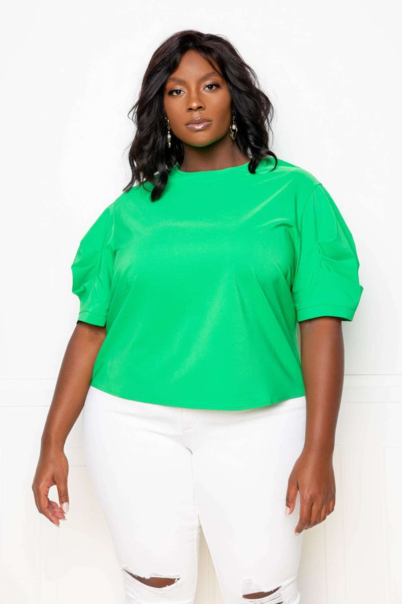 Ruched Puff Sleeve Blouse Top - The Diva Goddess