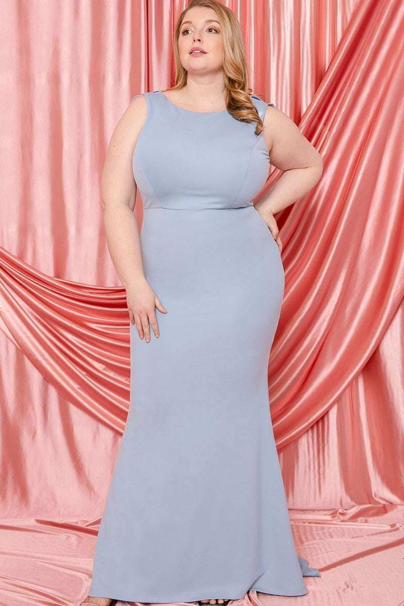 Ruffle Drapped Tail Plus Size Maxi Dress - The Diva Goddess