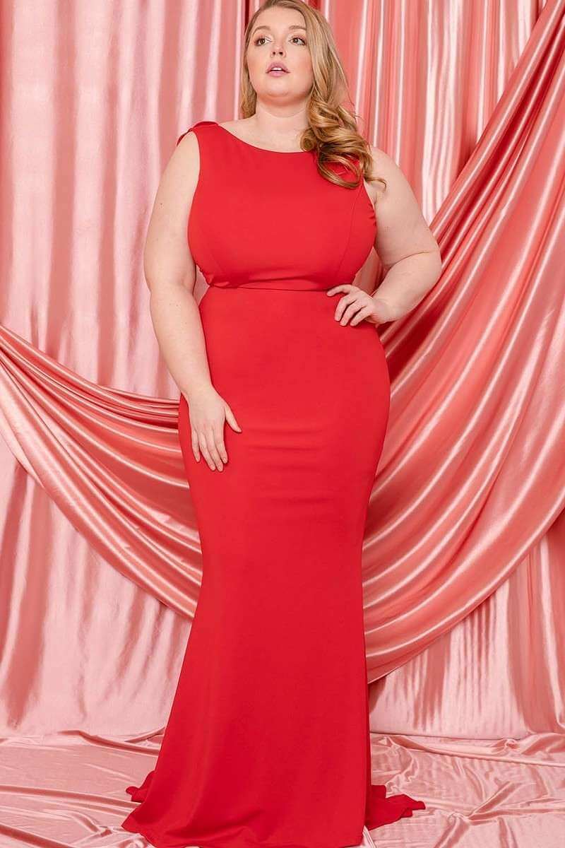 Ruffle Drapped Tail Plus Size Maxi Dress - The Diva Goddess