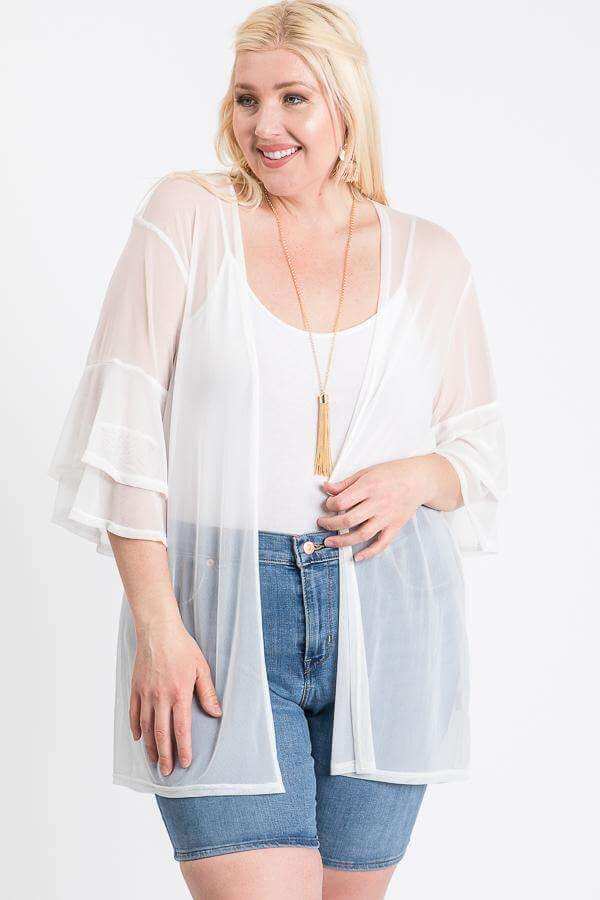 Ruffle Sleeve Open Cardigan - The Diva Goddess