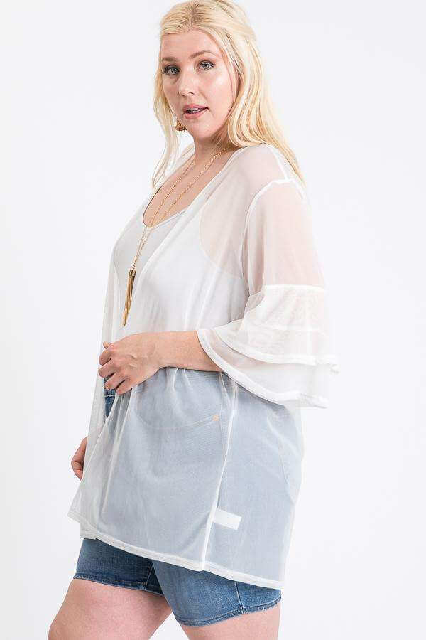 Ruffle Sleeve Open Cardigan - The Diva Goddess