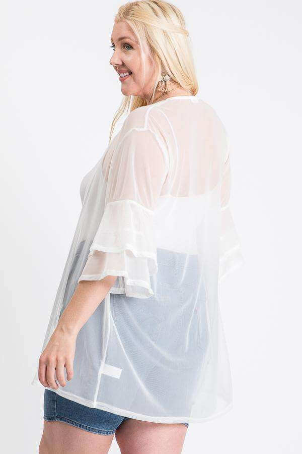 Ruffle Sleeve Open Cardigan - The Diva Goddess