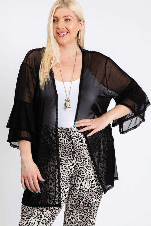 Ruffle Sleeve Open Cardigan - The Diva Goddess