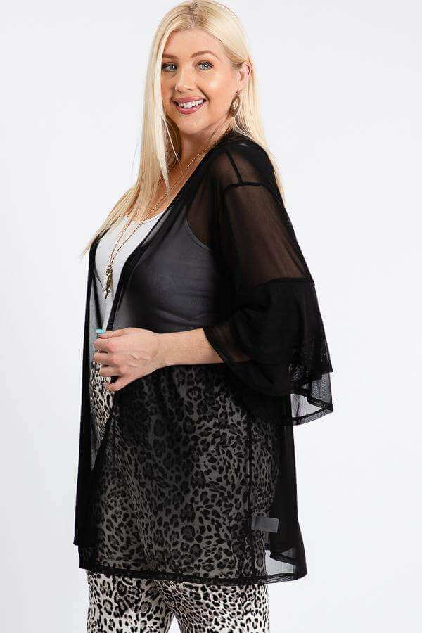 Ruffle Sleeve Open Cardigan - The Diva Goddess