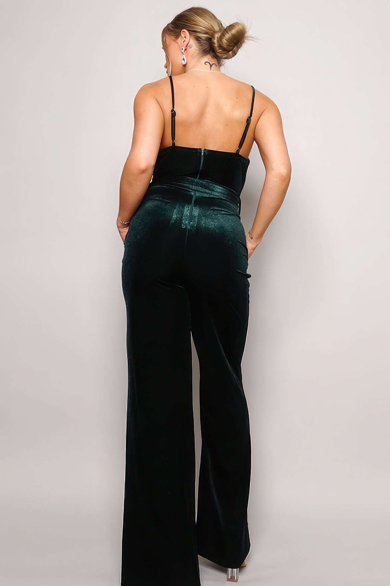 Samba Rhinestone Belt Velvet Jumpsuit - The Diva Goddess