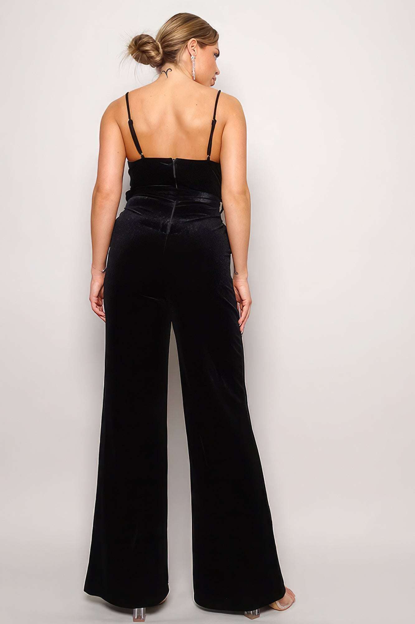 Samba Rhinestone Belt Velvet Jumpsuit - The Diva Goddess