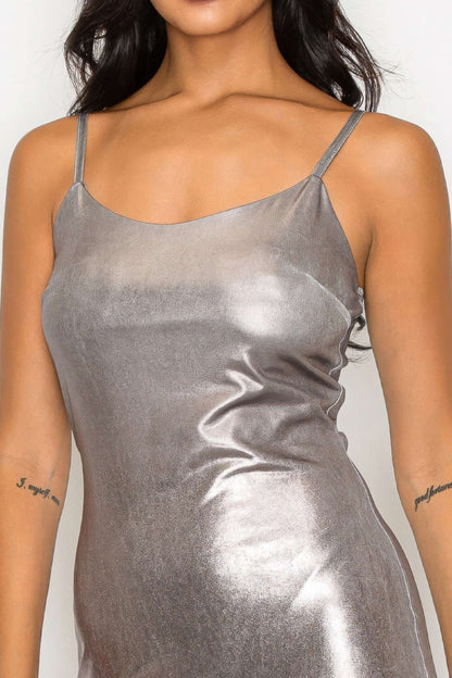 Scoop neck foil mini dress - The Diva Goddess