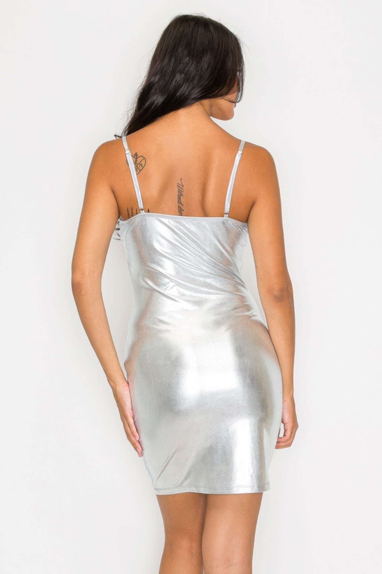 Scoop neck foil mini dress - The Diva Goddess