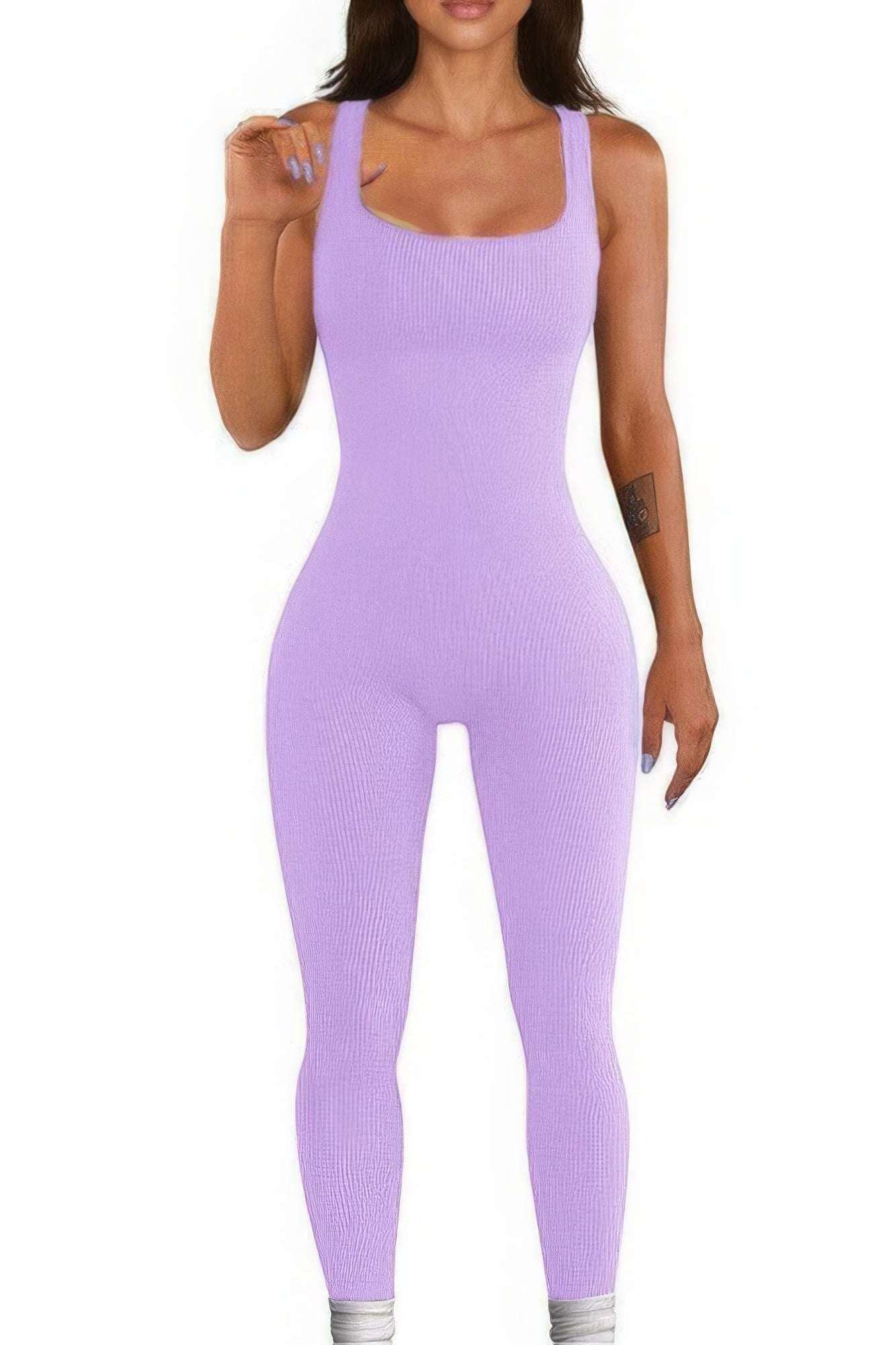 Seamless Ribbed Tank Jumpsuit - The Diva Goddess