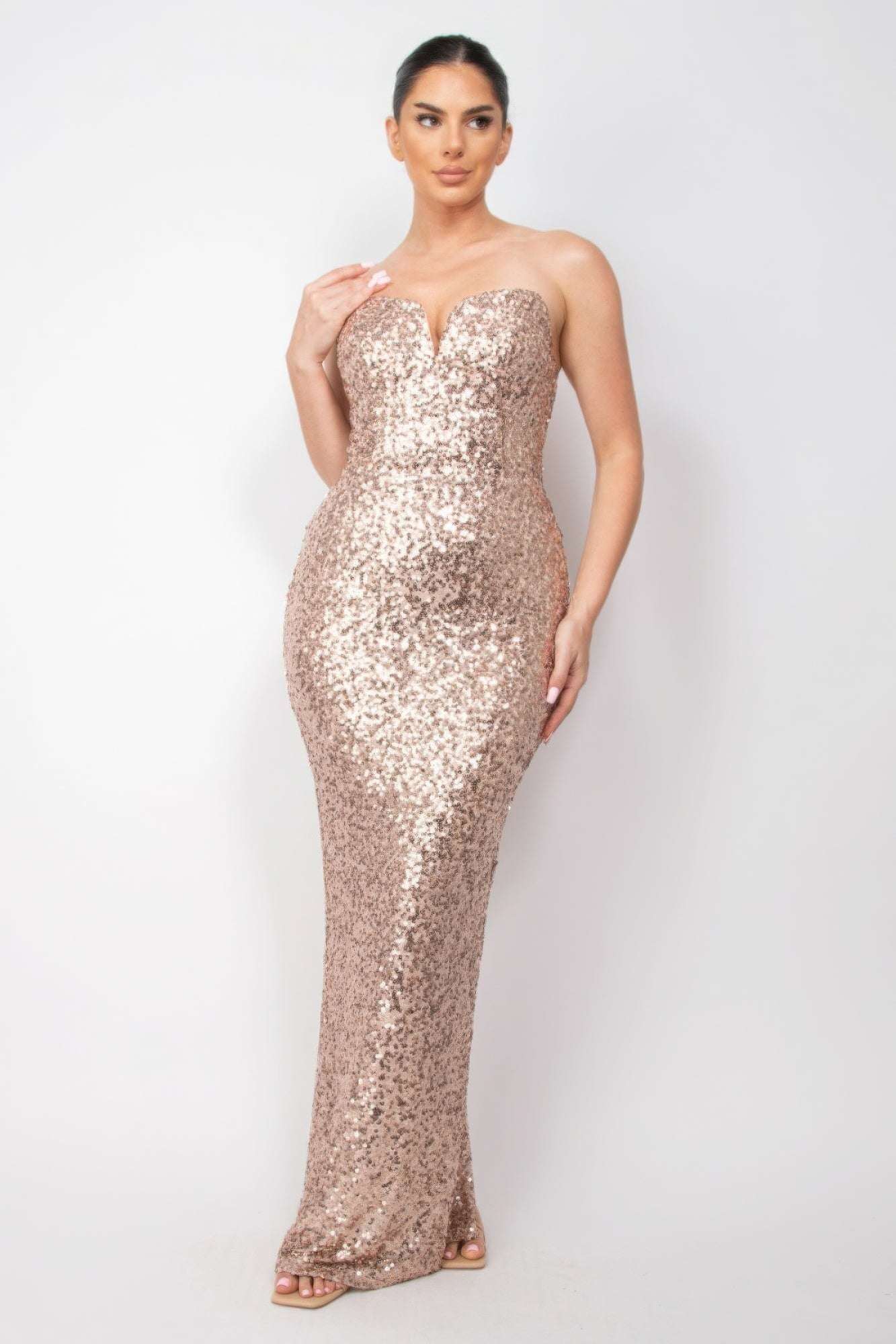 Sequin V-bar Crisscross Tube Dress - The Diva Goddess