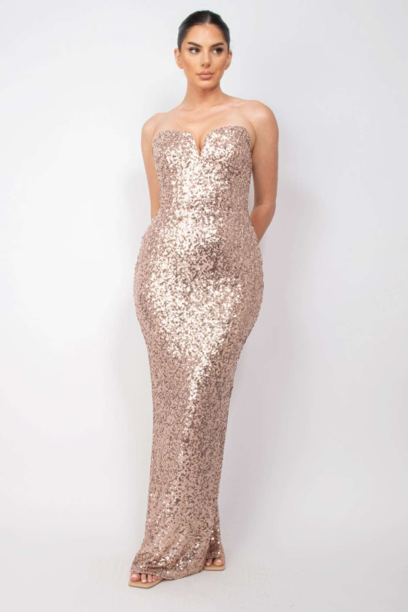 Sequin V-bar Crisscross Tube Dress - The Diva Goddess