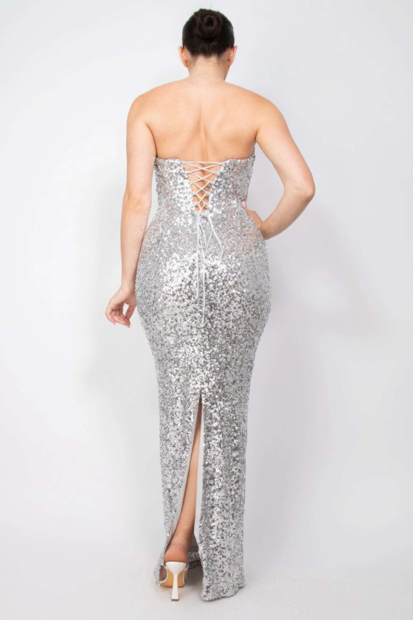 Sequin V-bar Crisscross Tube Dress - The Diva Goddess