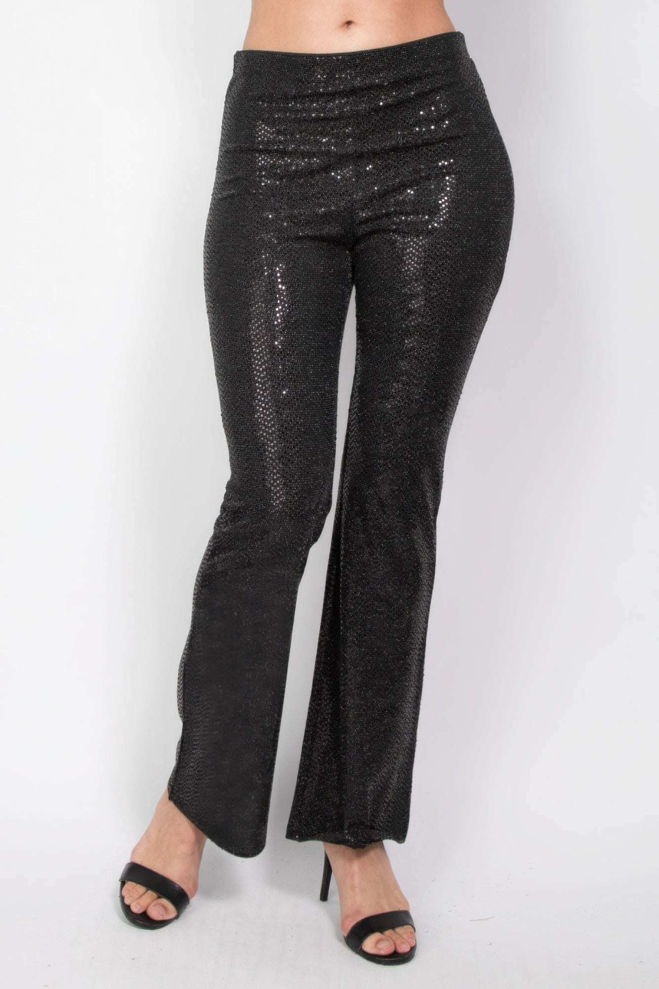 Sequined Fit & Flare Midrise Pants - The Diva Goddess