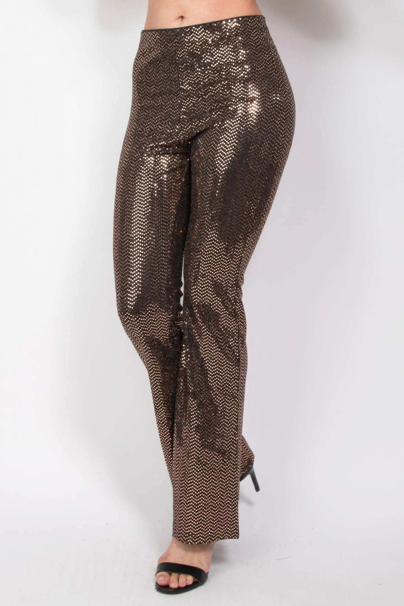 Sequined Fit & Flare Midrise Pants - The Diva Goddess