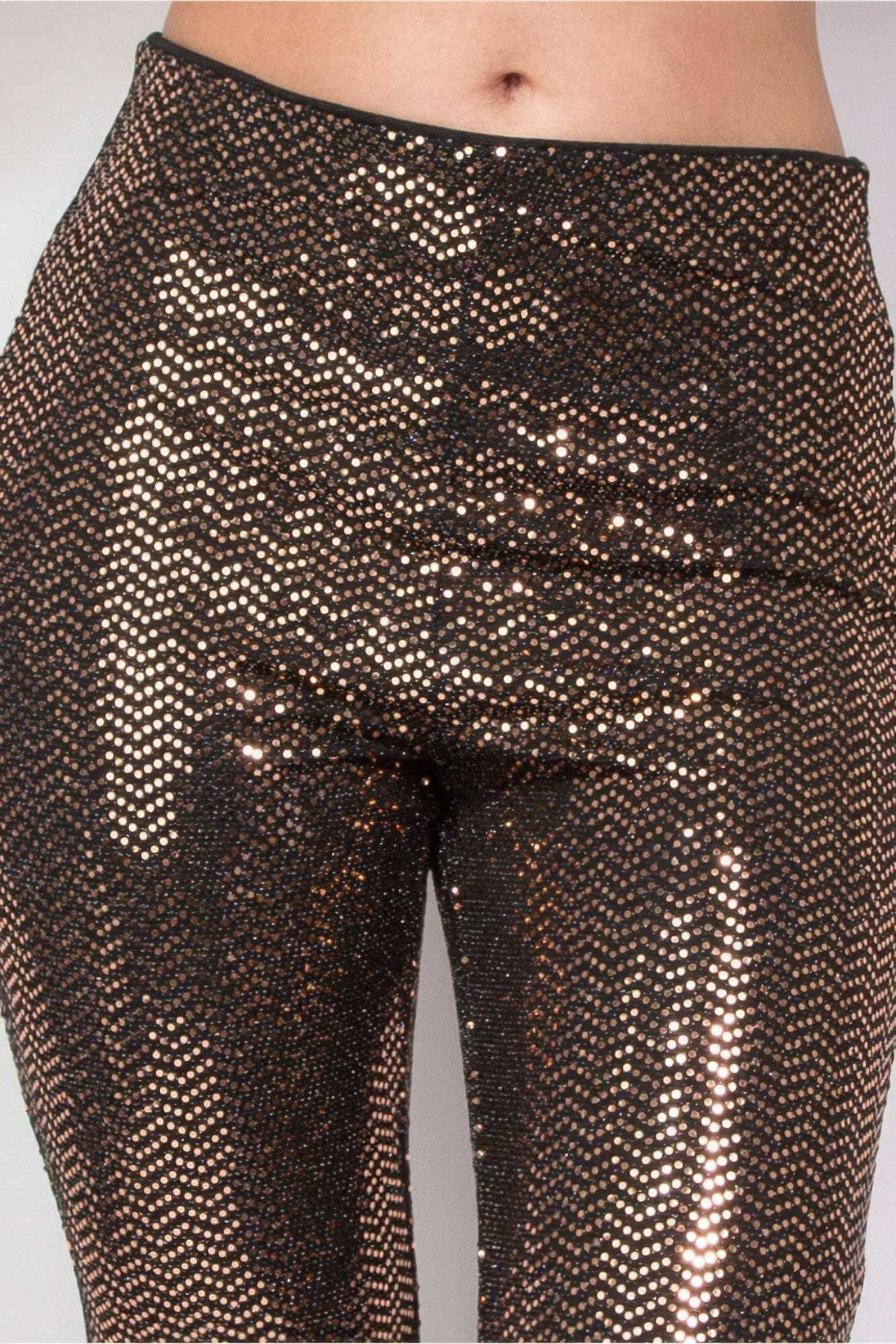 Sequined Fit & Flare Midrise Pants - The Diva Goddess