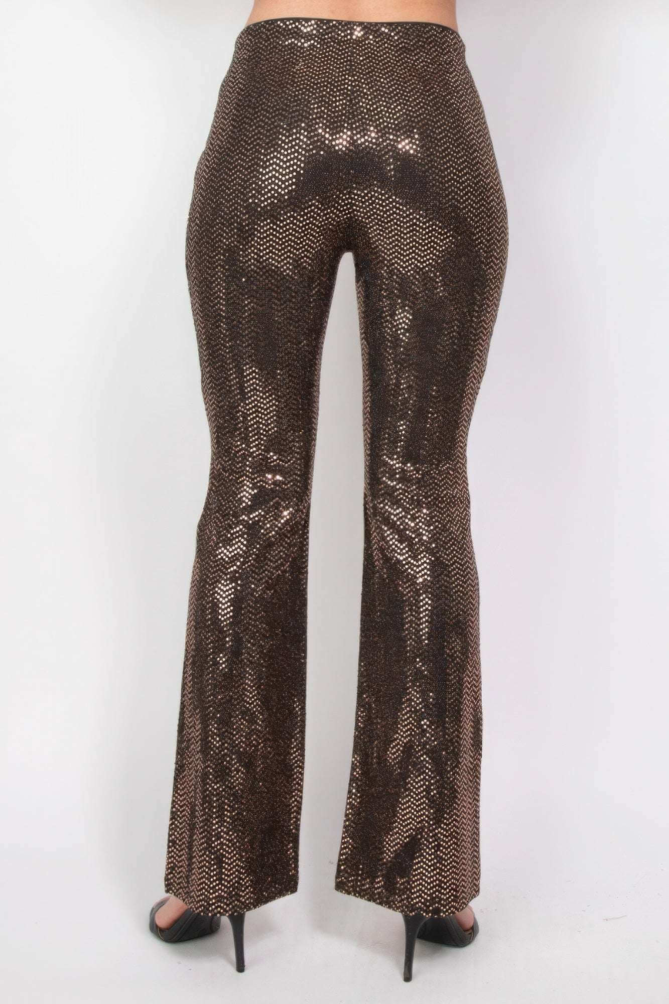 Sequined Fit & Flare Midrise Pants - The Diva Goddess