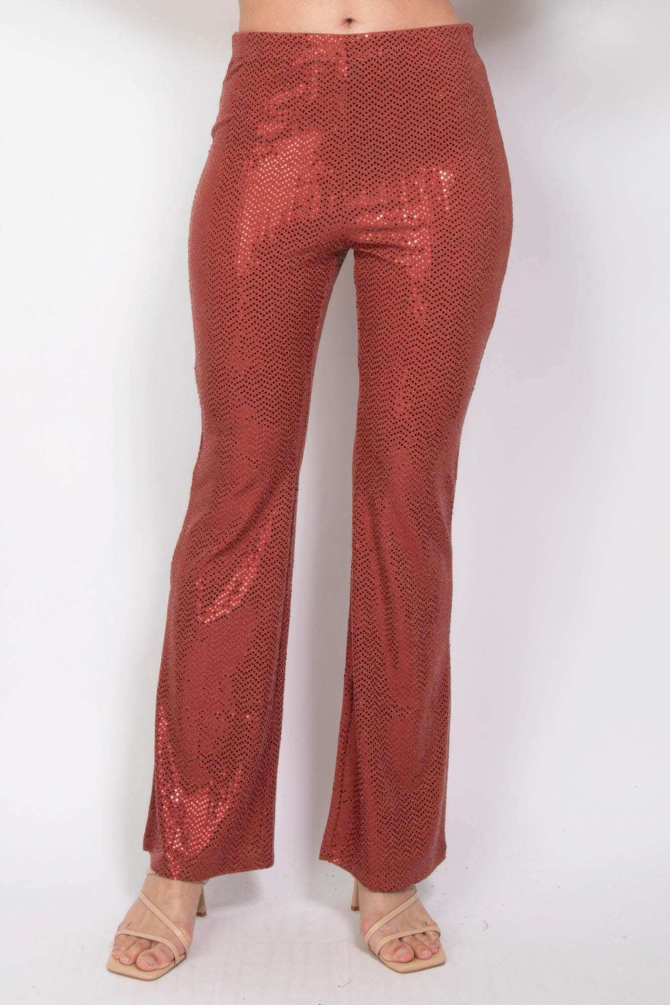 Sequined Fit & Flare Midrise Pants - The Diva Goddess