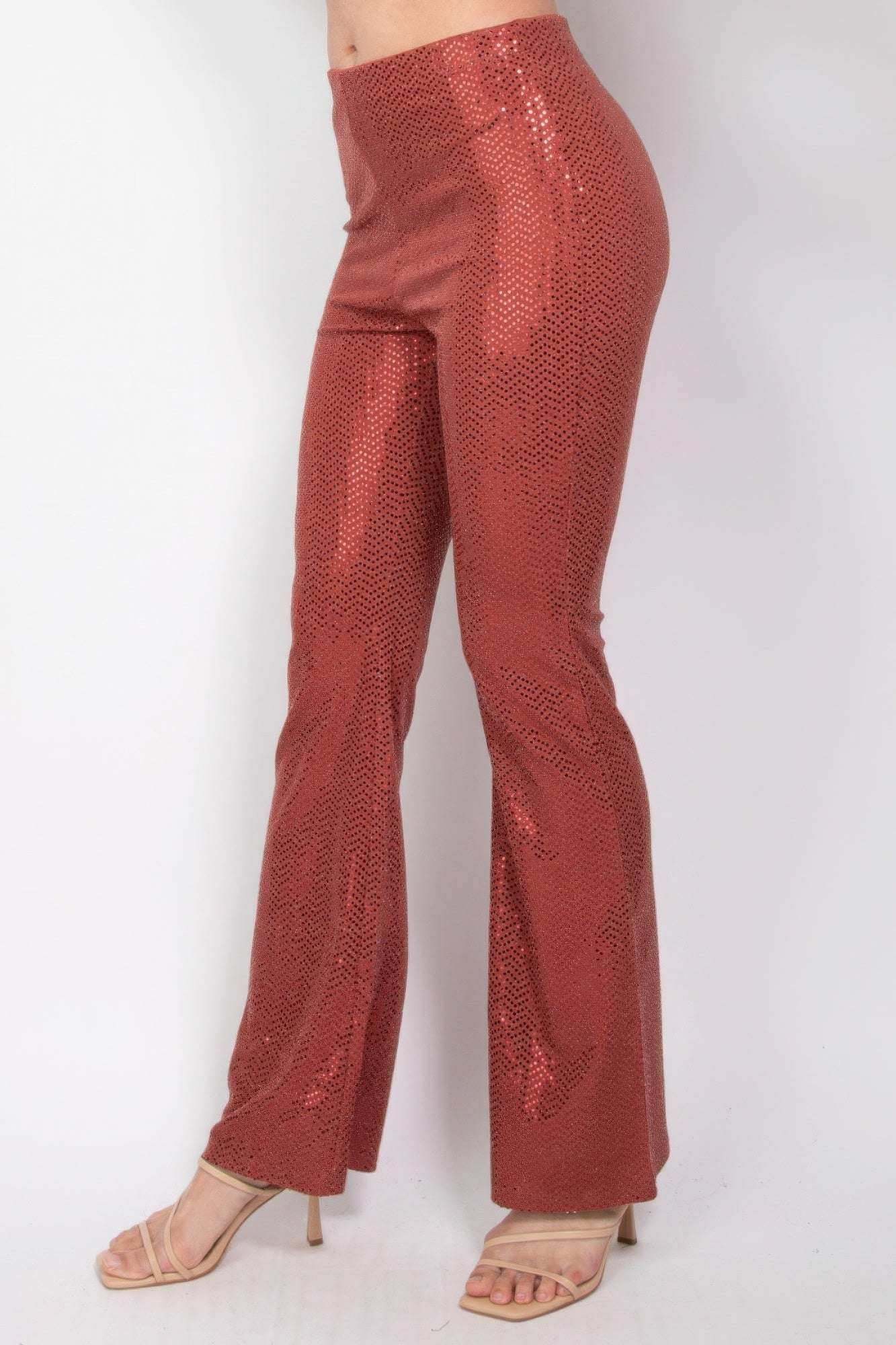 Sequined Fit & Flare Midrise Pants - The Diva Goddess