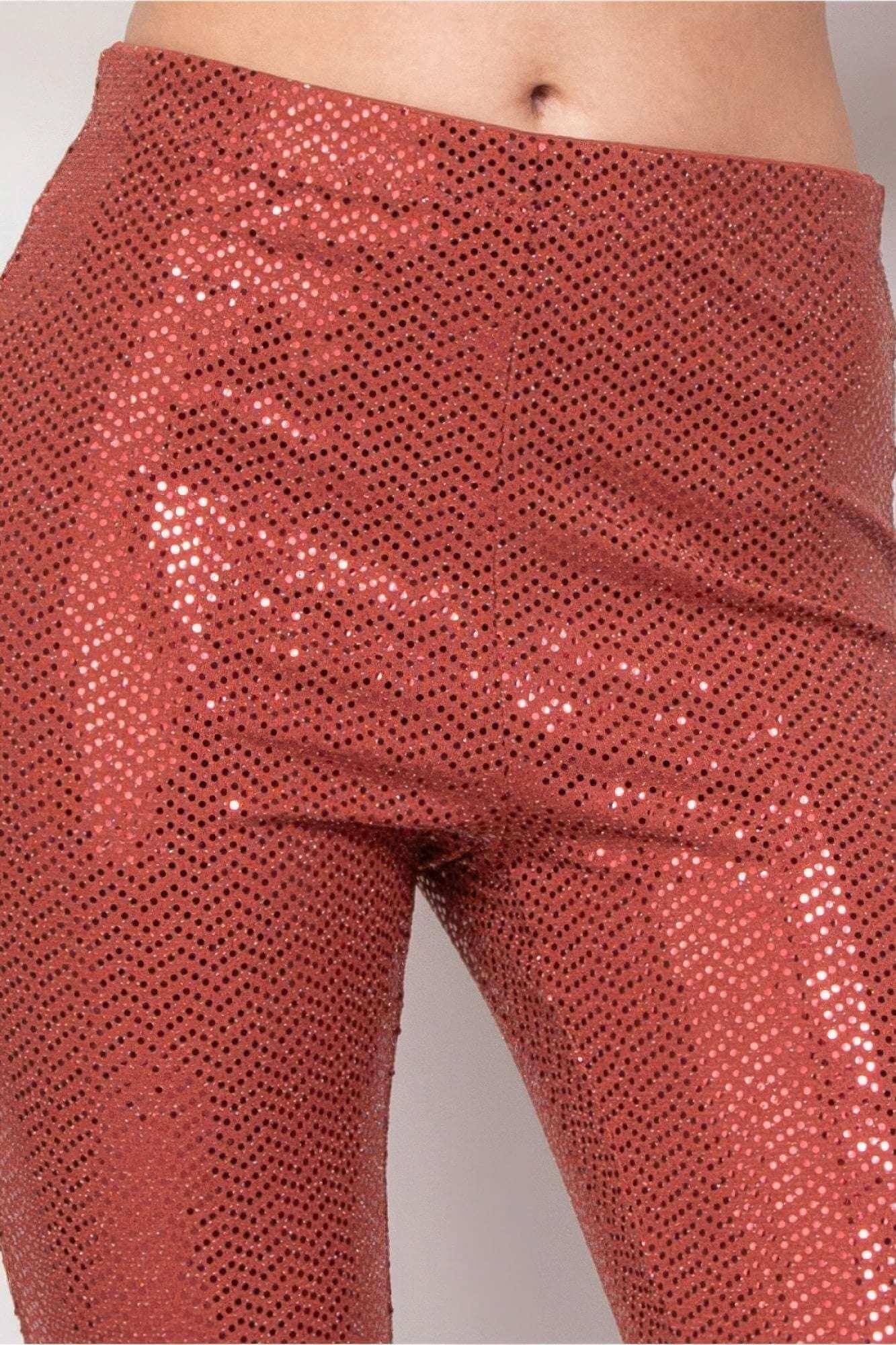 Sequined Fit & Flare Midrise Pants - The Diva Goddess