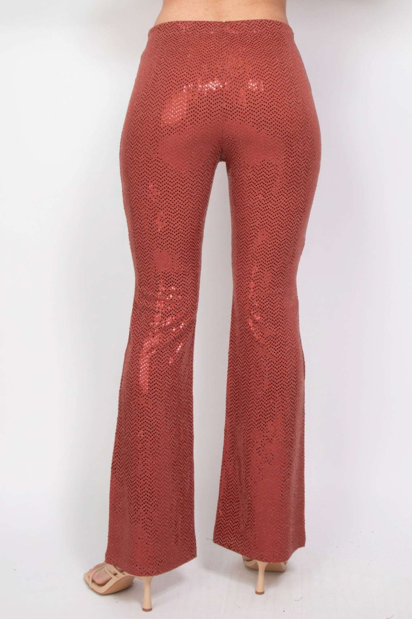 Sequined Fit & Flare Midrise Pants - The Diva Goddess