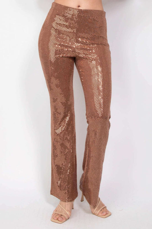 Sequined Fit & Flare Midrise Pants - The Diva Goddess