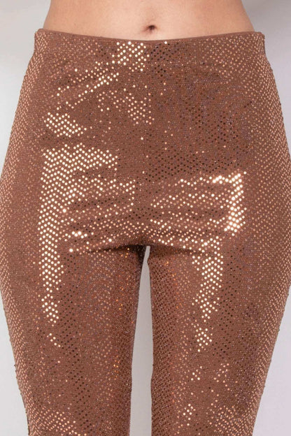 Sequined Fit & Flare Midrise Pants - The Diva Goddess