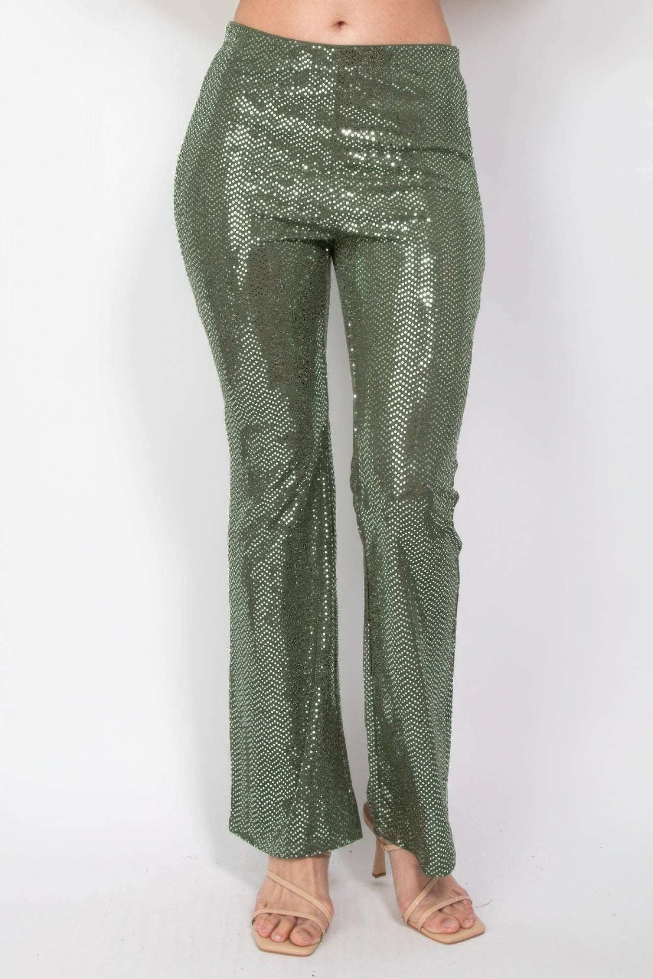 Sequined Fit & Flare Midrise Pants - The Diva Goddess