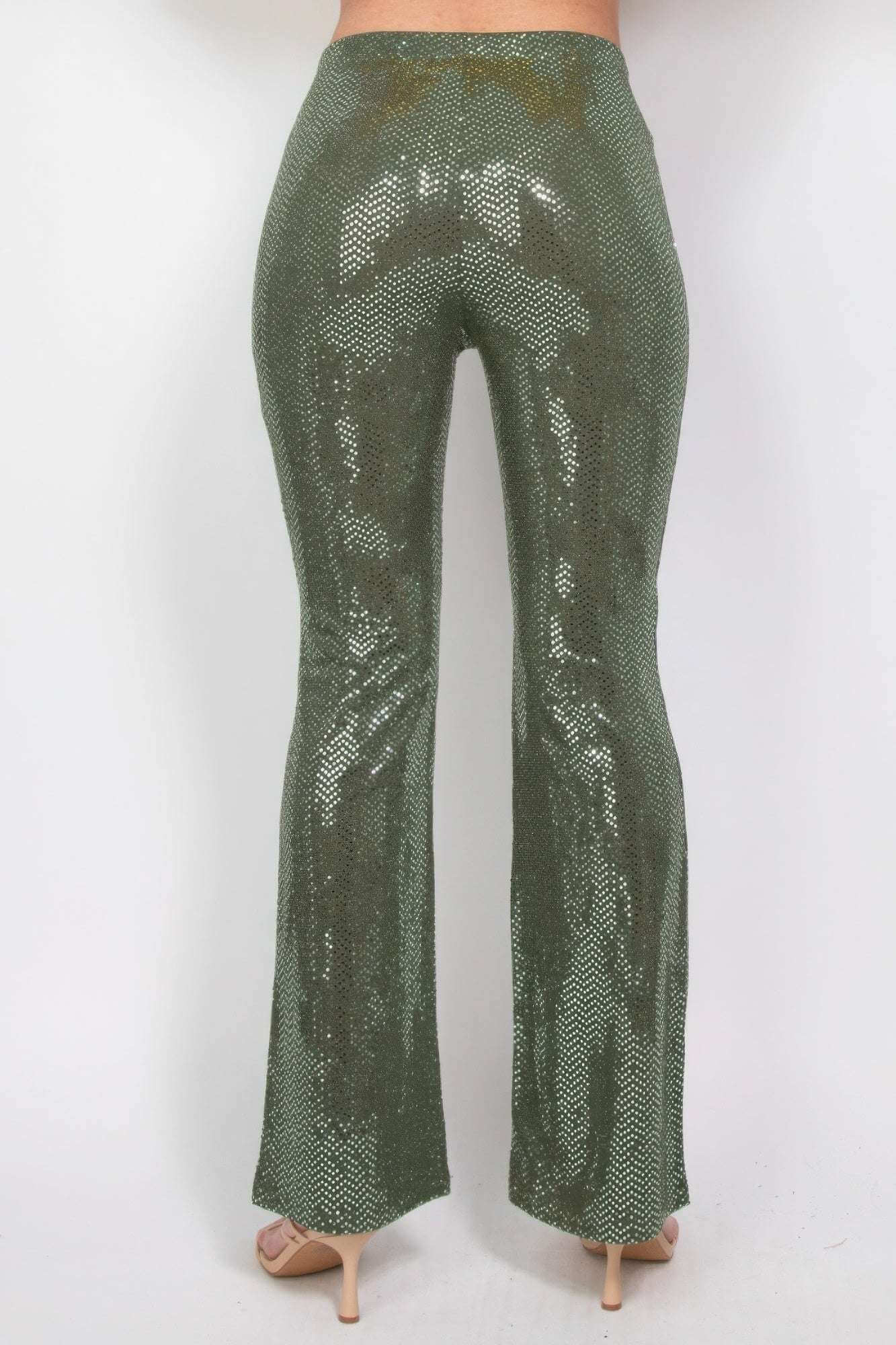 Sequined Fit & Flare Midrise Pants - The Diva Goddess