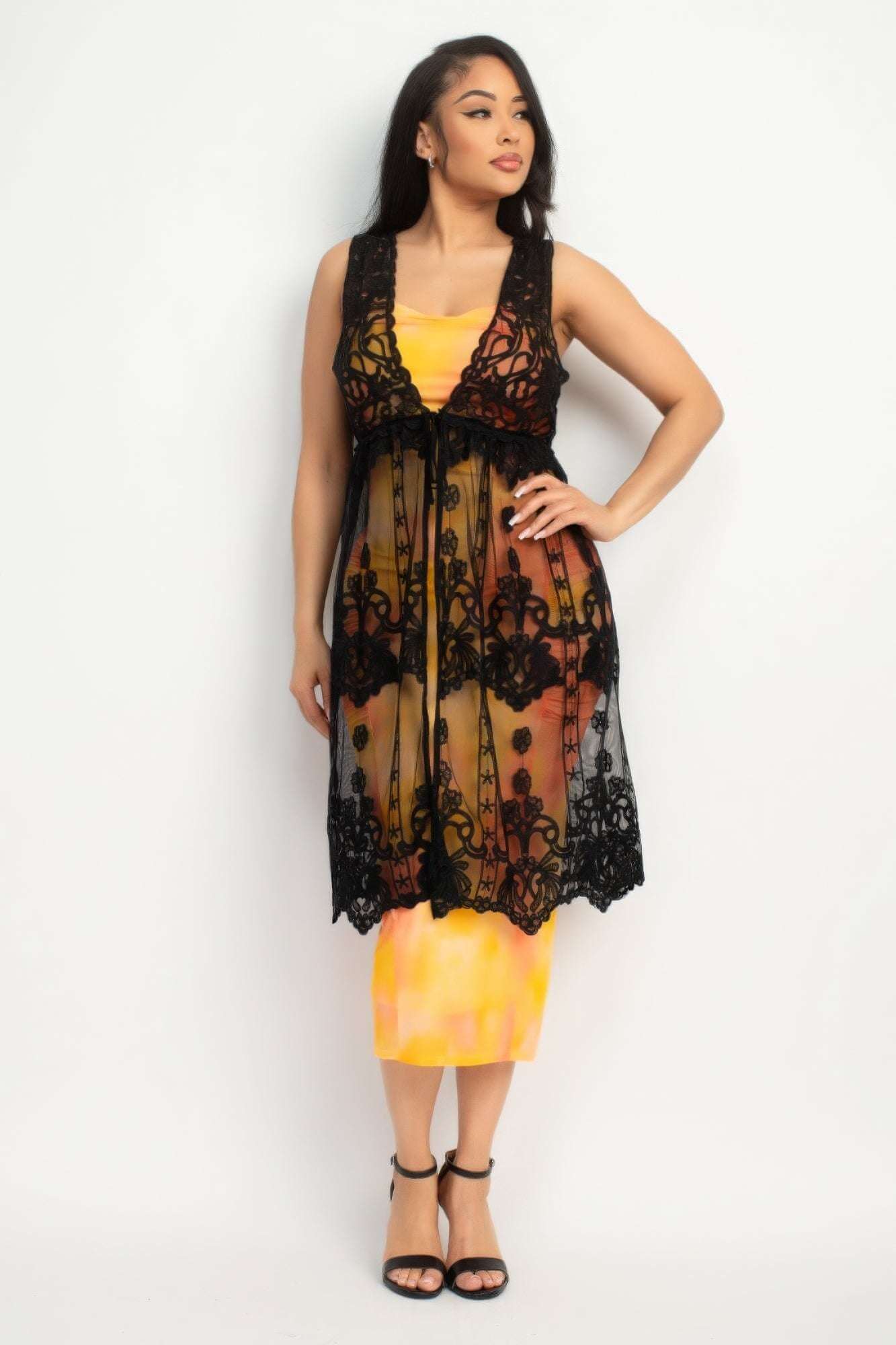 Sheer Embroidered Lace Vest - The Diva Goddess