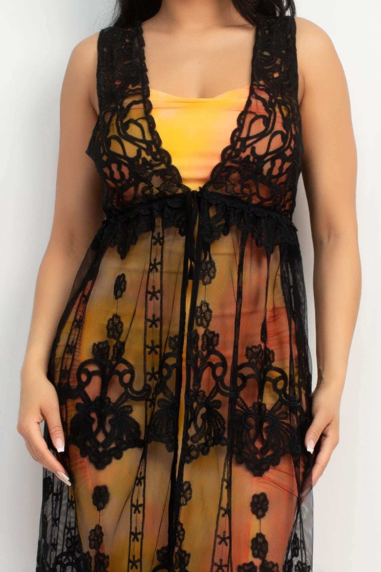 Sheer Embroidered Lace Vest - The Diva Goddess