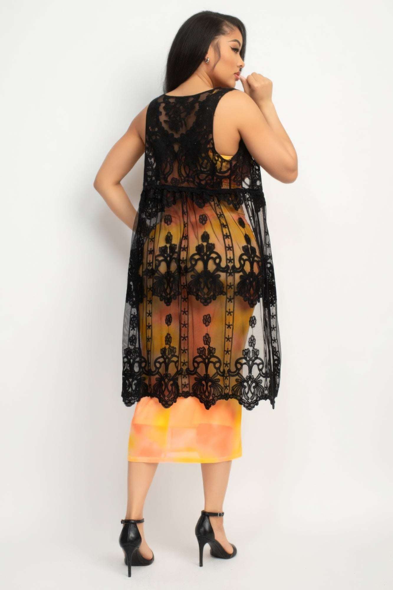 Sheer Embroidered Lace Vest - The Diva Goddess