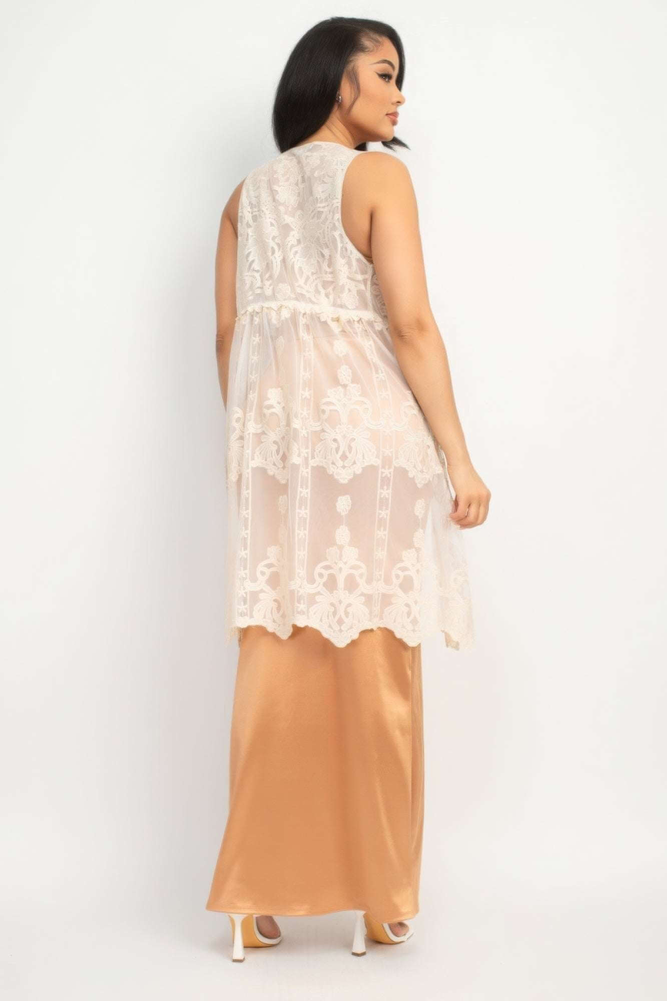 Sheer Embroidered Lace Vest - The Diva Goddess