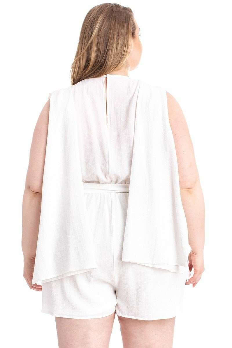 Shimmer Fabric Draped Open Sleeve Romper - The Diva Goddess