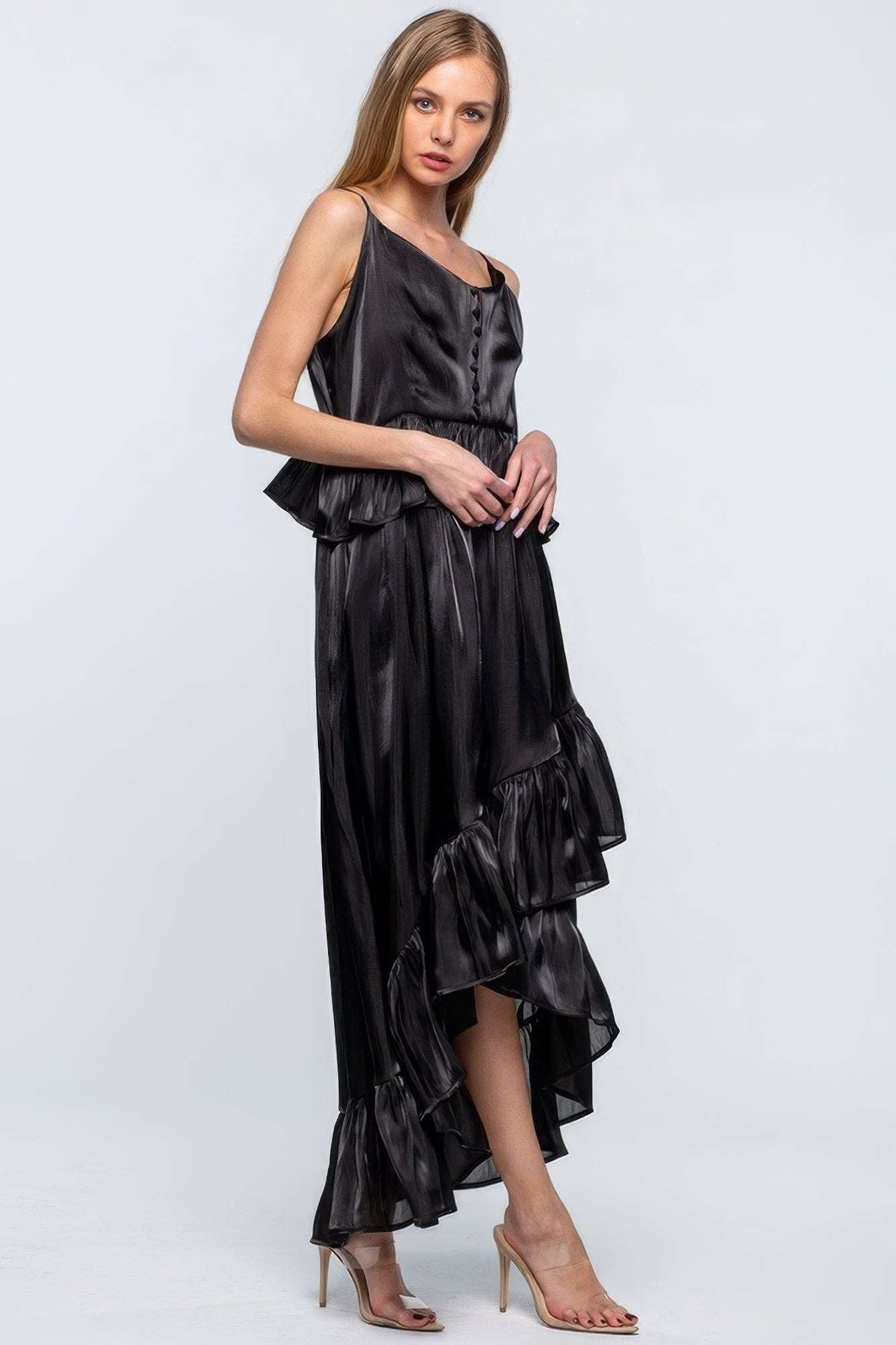 Shimmering Dress With Ruffles - The Diva Goddess