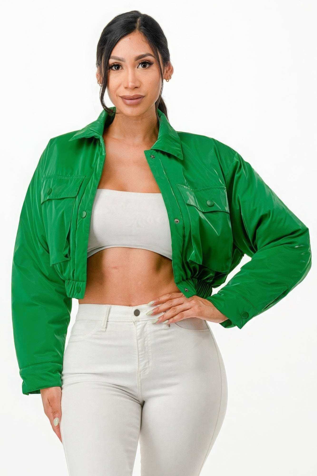 Shiny Puffer Bomber Jacket - The Diva Goddess