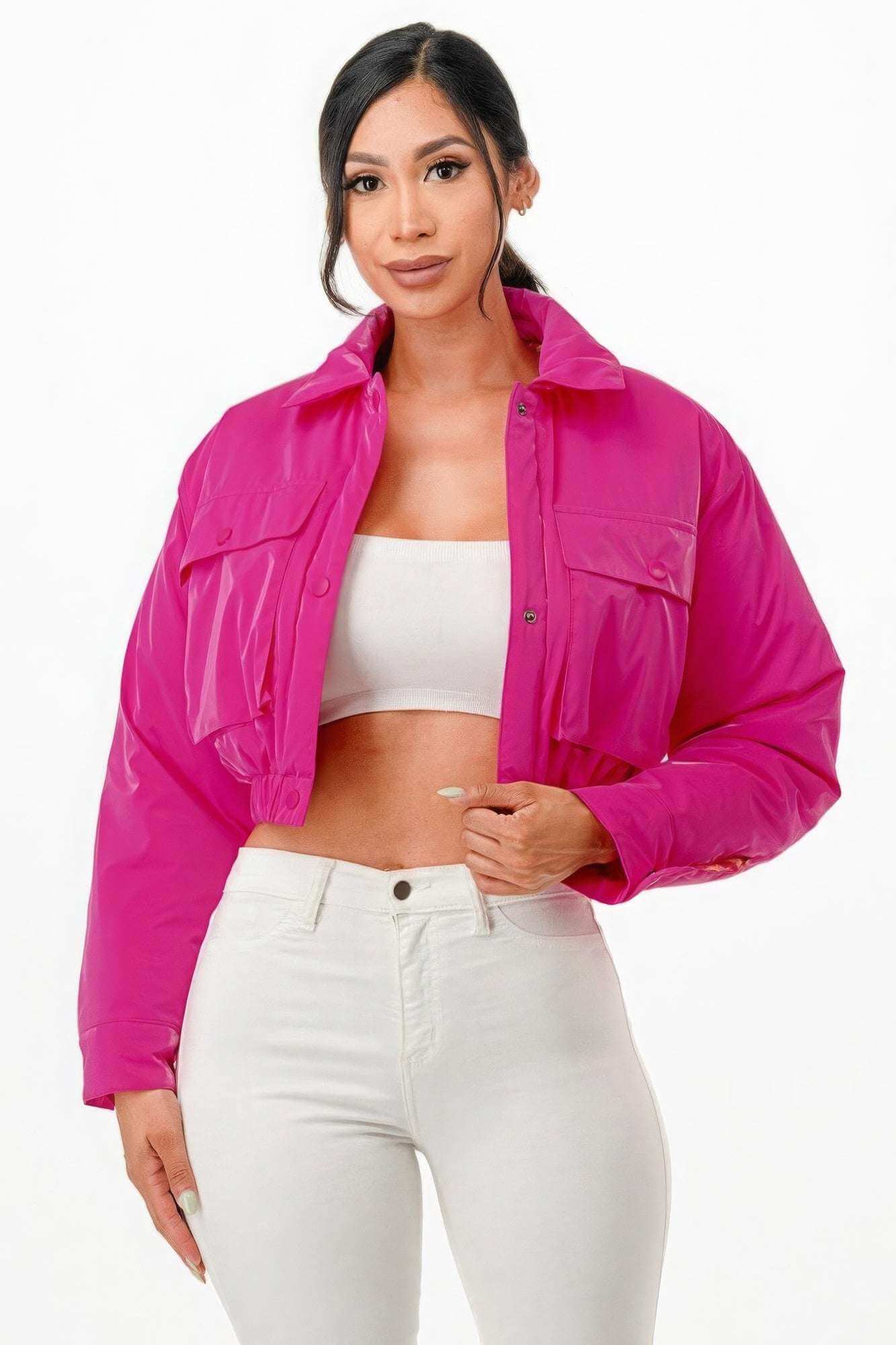 Shiny Puffer Bomber Jacket - The Diva Goddess