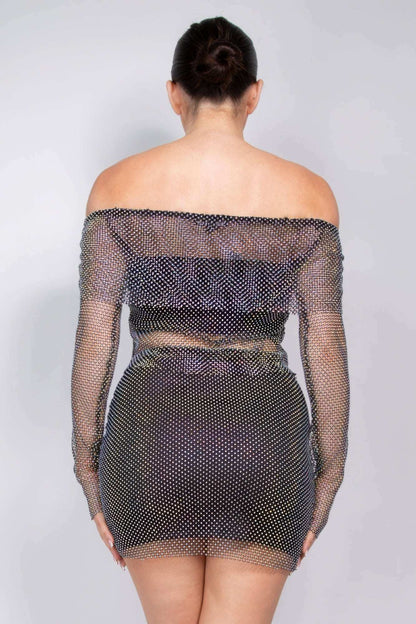 Shirred Off-shoulder Fishnet Top - The Diva Goddess