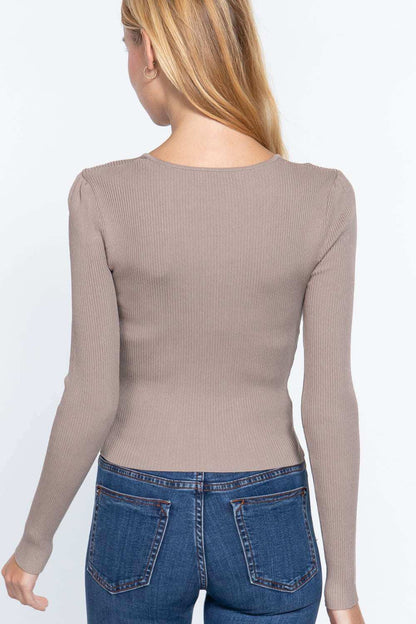 Shirring Sweatheart Neck Sweater - The Diva Goddess