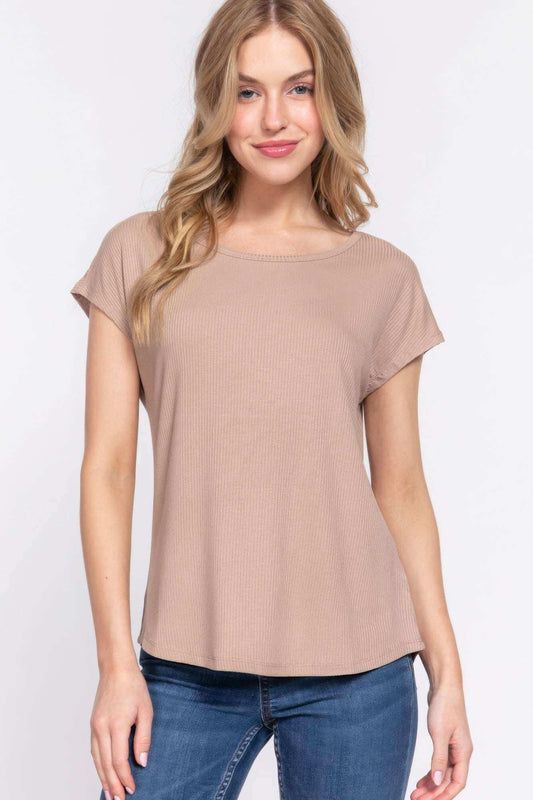 Short Dolman Slv Rib Knit Top - The Diva Goddess