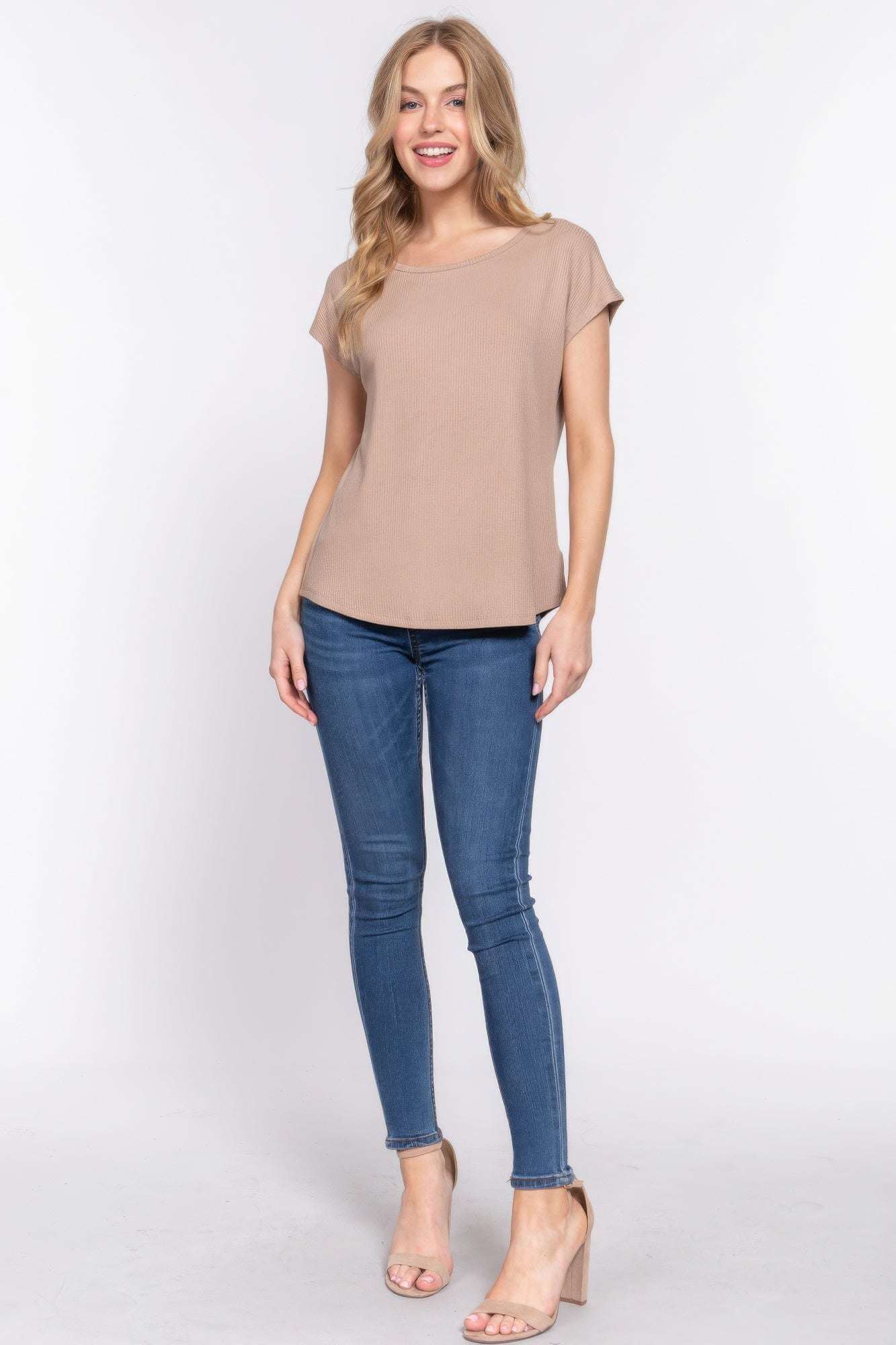 Short Dolman Slv Rib Knit Top - The Diva Goddess