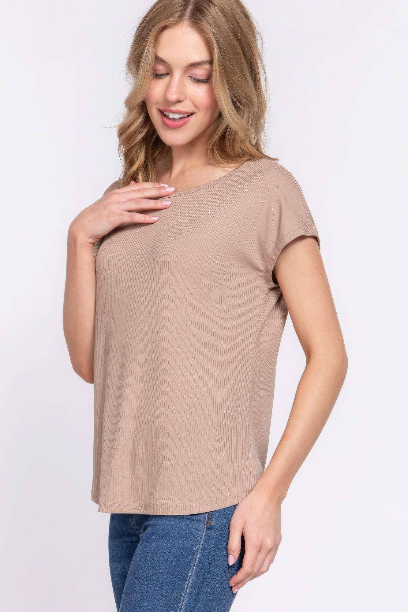 Short Dolman Slv Rib Knit Top - The Diva Goddess