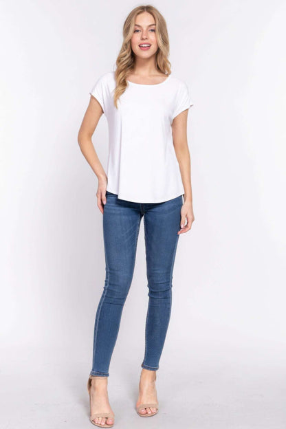 Short Dolman Slv Rib Knit Top - The Diva Goddess