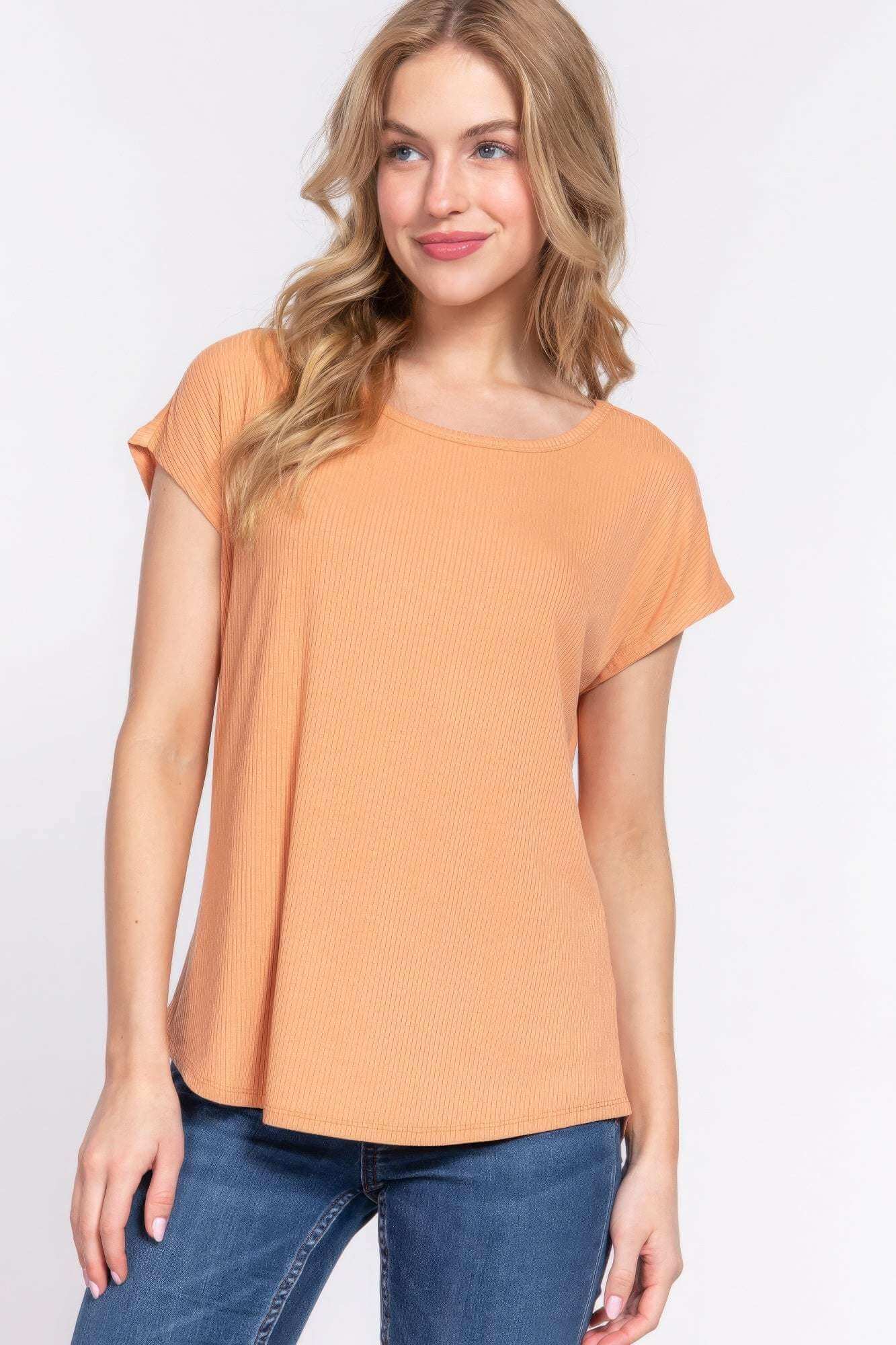 Short Dolman Slv Rib Knit Top - The Diva Goddess