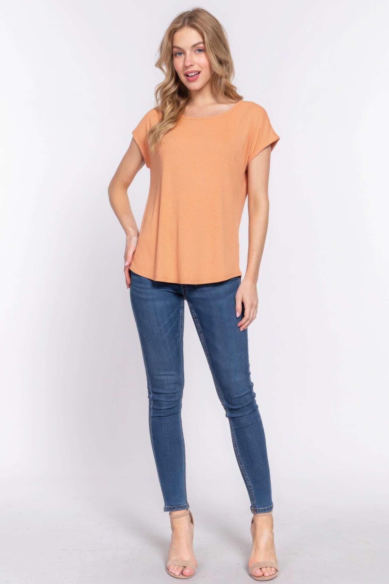 Short Dolman Slv Rib Knit Top - The Diva Goddess