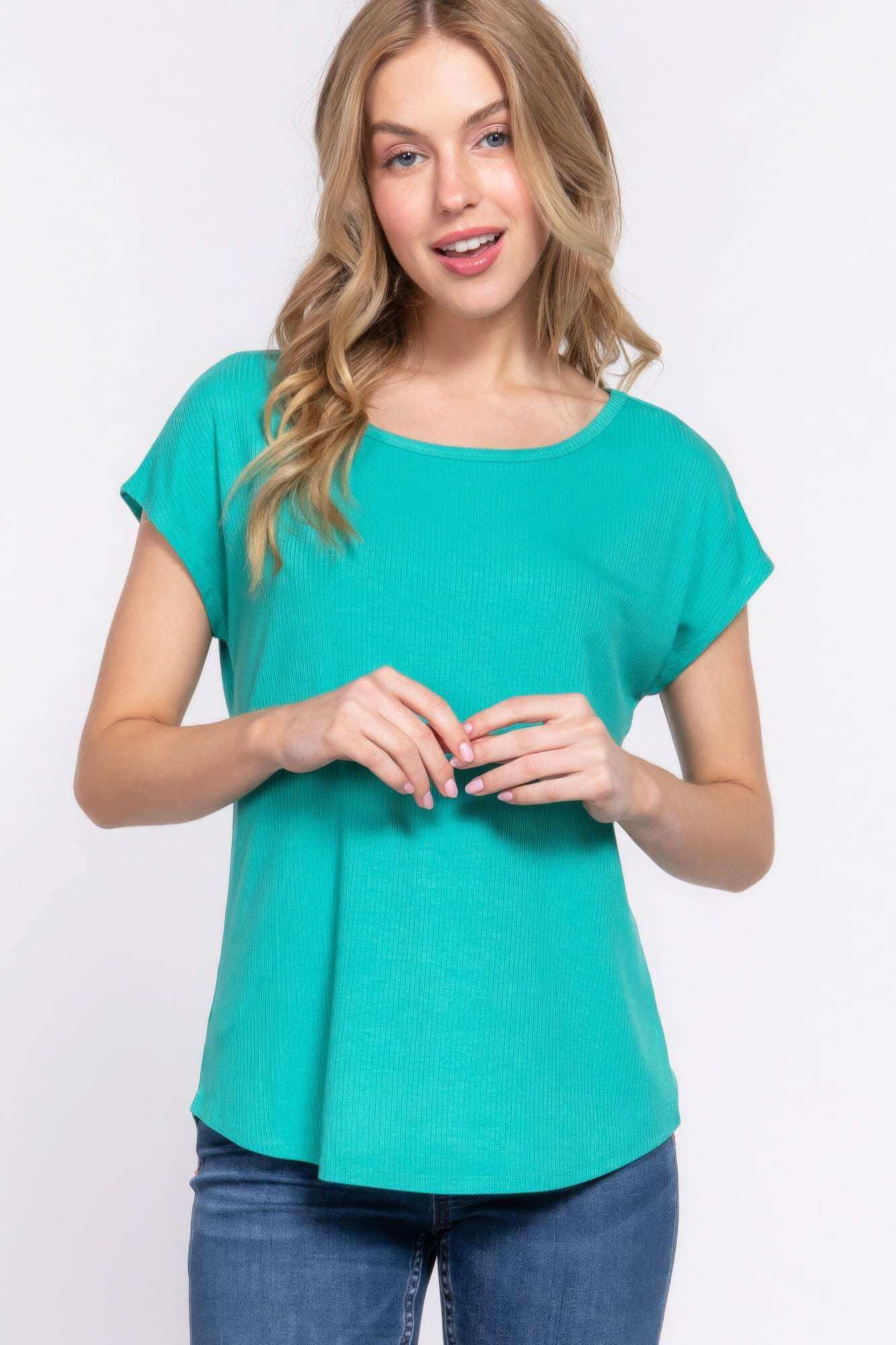 Short Dolman Slv Rib Knit Top - The Diva Goddess